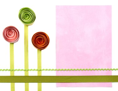 Three quilled paper flowers for background clipart