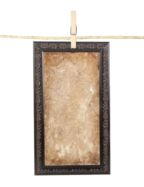 Long Frame with aged paper on a line — Stock Photo, Image