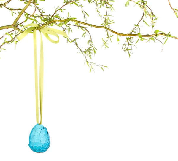 Single Easter egg hanging from branch — Stock Photo, Image