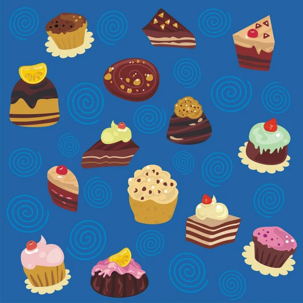 Naadloze desserts patroon — Stockvector