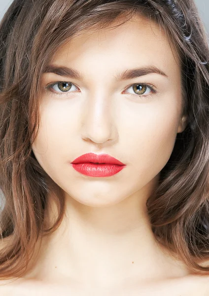 Freshess and sensuality - cute girl face closeup portrait — Stock Photo, Image
