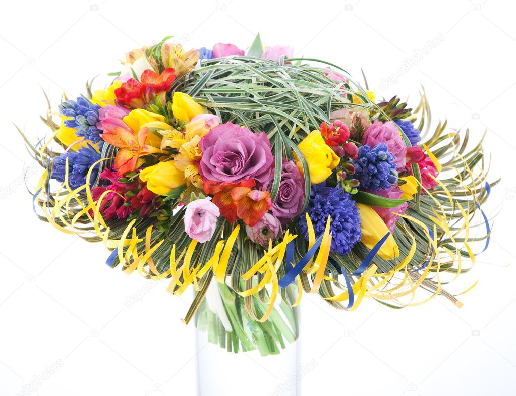 Floristry - colorful bridal bouquet of fresh flowers