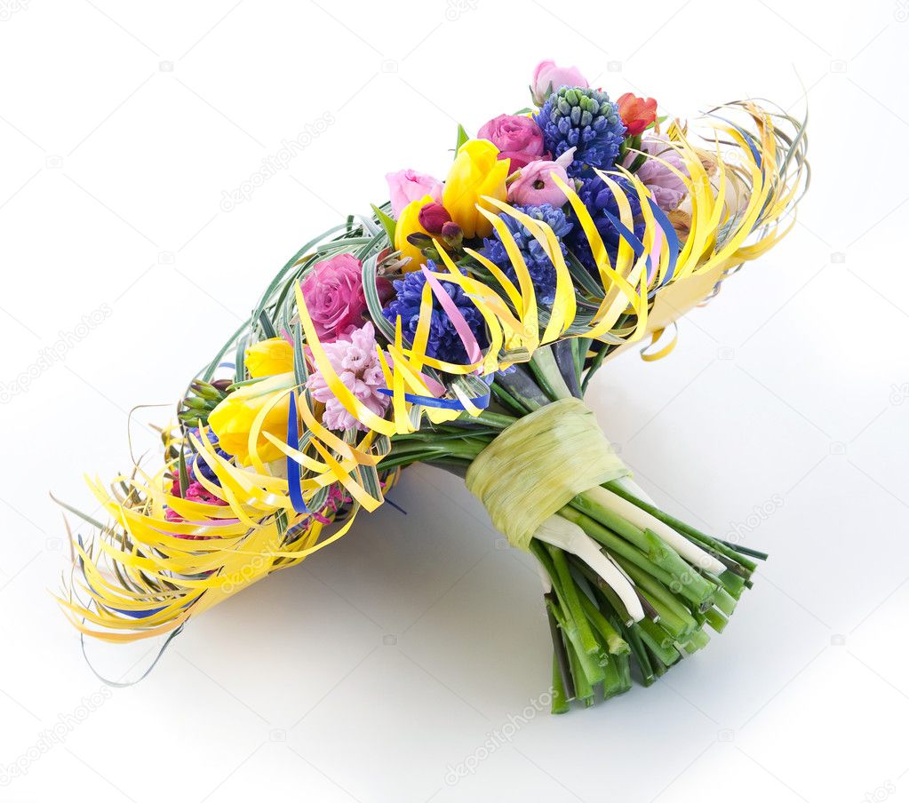 Wedding style - bridal bouquet from garden colorful flowers