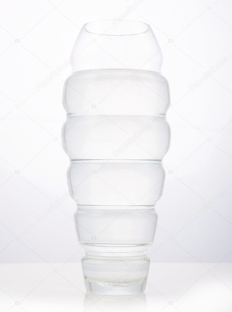 High glass transparent flower pot vase on white background
