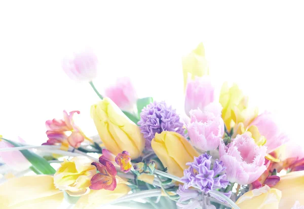 Colagem cartão postal arte fundo mistura de flores — Fotografia de Stock