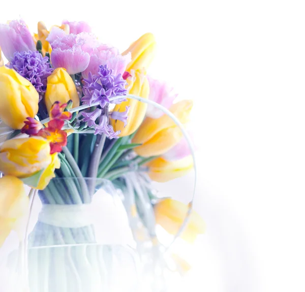 Quadro de borda de beleza - fundo de flores coloridas de arte — Fotografia de Stock