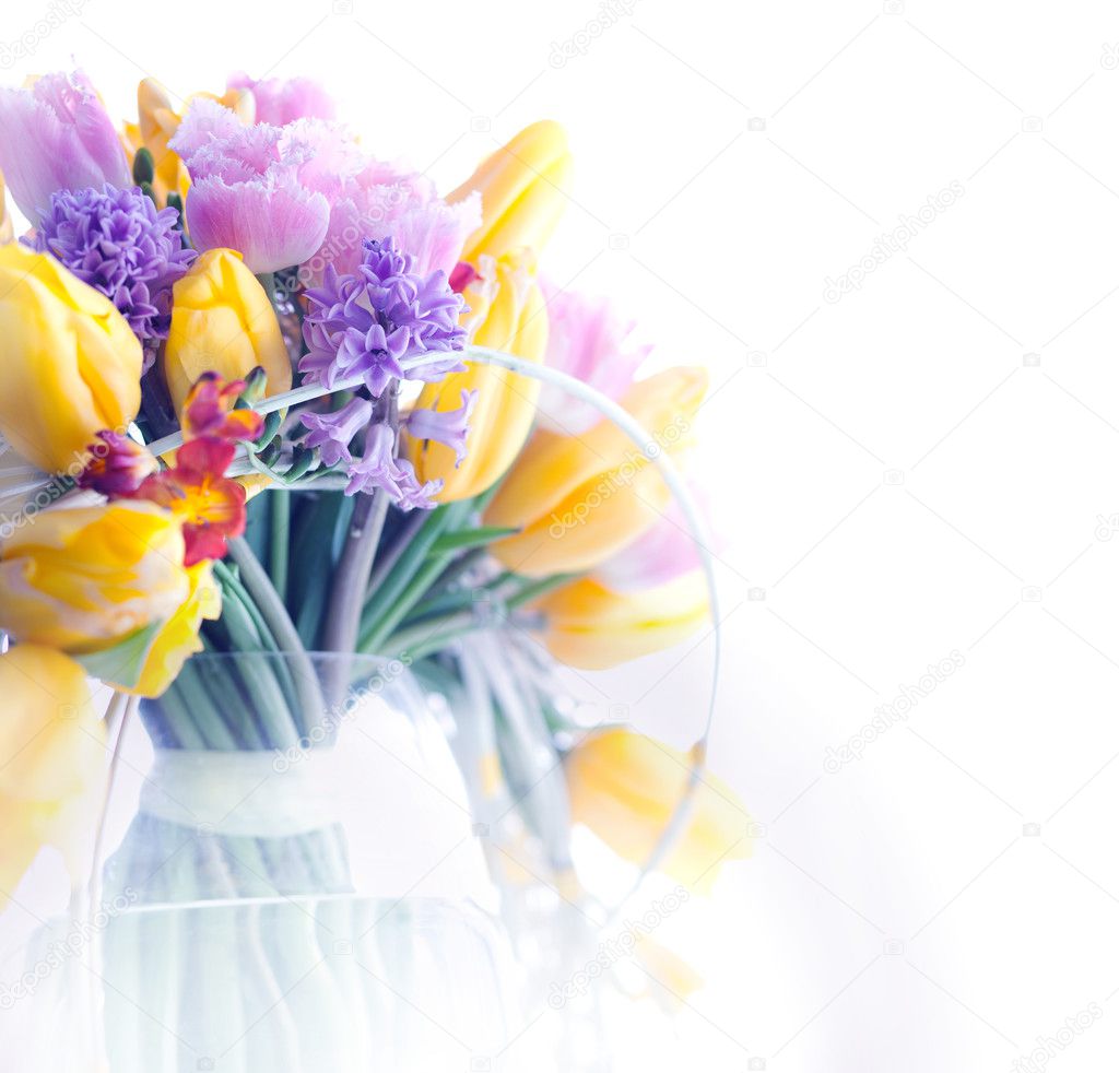 Beauty border frame - art colorful flowers background