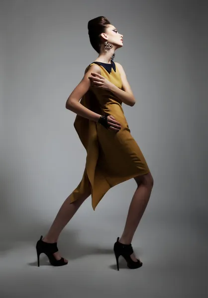 Elegante mooie vrouw in de moderne kleding. studio opname — Stockfoto