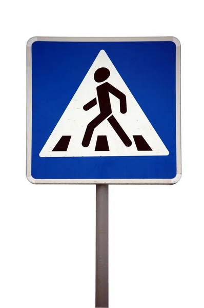 欧洲注意交通标志-行人步行 — 图库照片