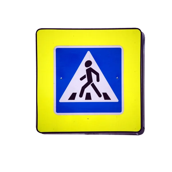 Señal de tráfico de precaución europea - paseo peatonal — Foto de Stock