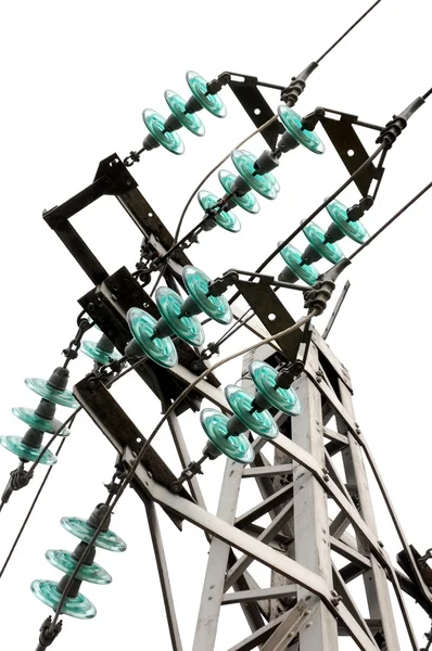 Primer plano de los cables de pilón eléctrico —  Fotos de Stock
