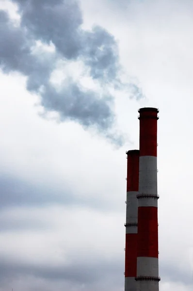 Industrial plant smoking chimney — Stock Photo, Image
