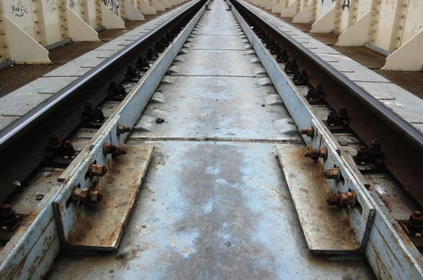 Perspektive, Schwellen und Schienen Eisenbahn — Stockfoto