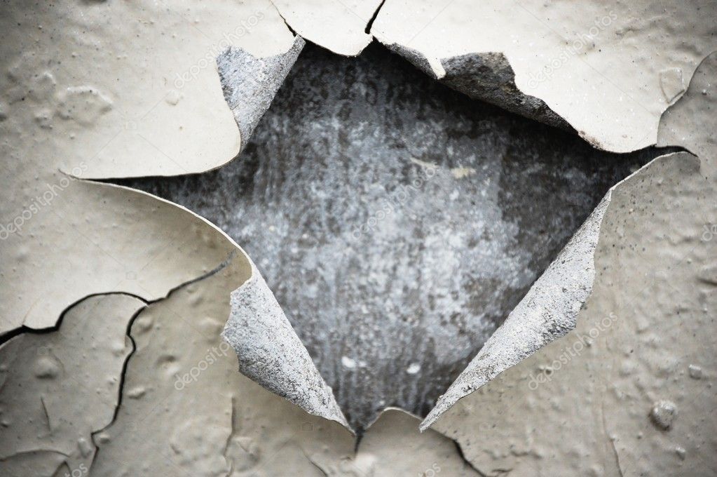 Hole in chipped paint on wall Stock Photo by ©igorsky 8647573