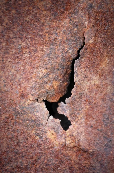 Crack à la plaque métallique rouillée — Photo