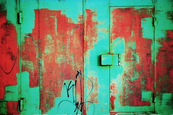 Grunge rezavé garážové dveře — Stock fotografie
