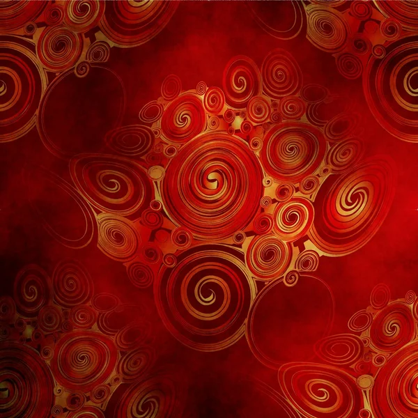 Abstrakt återgivna, orange och röda vågor och snurra — Stockfoto