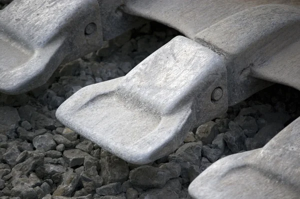 Dientes de la pala de la excavadora; fondo industrial —  Fotos de Stock