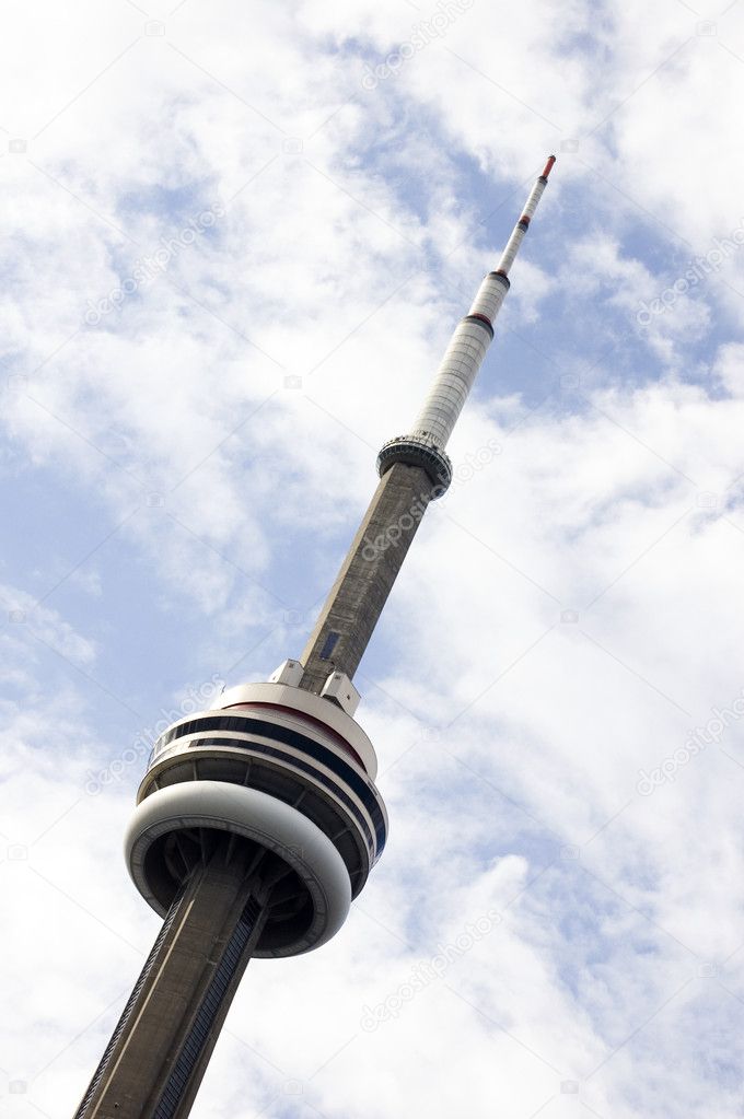 Close up of top of Toronto CN Tower