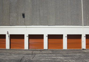 Red garage doors ; abstract industrial background clipart