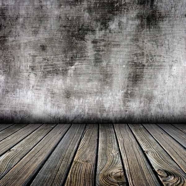 Pokoj s cementem zdi a dřevěné podlahy — Stock fotografie