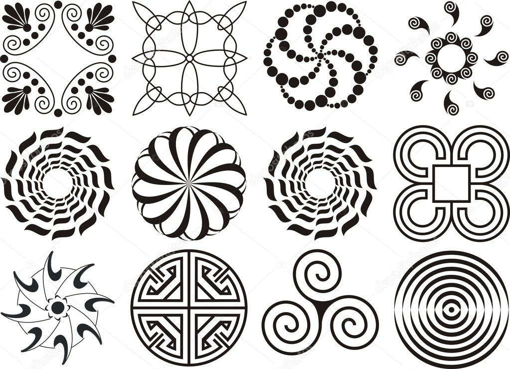 Twelve black & white designs