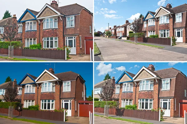 Straße der Doppelhaushälften & Einfamilienhäuser im Stadtgebiet in England — Stockfoto