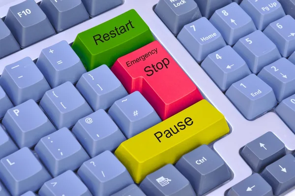 Nödstopp, pausa & starta om på tangentbordet — Stockfoto