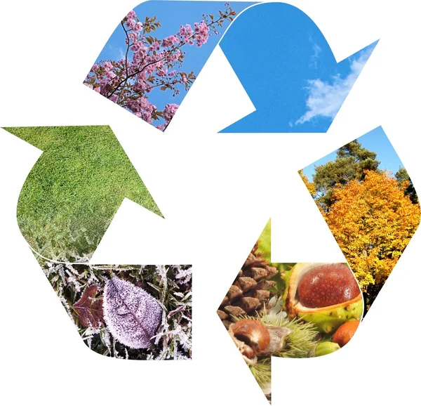 Recycling-Pfeile zeigen die Jahreszeiten — Stockfoto