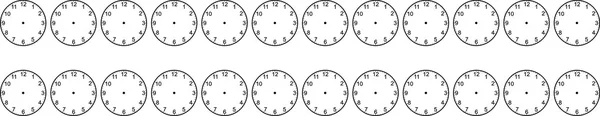 Veinticuatro relojes en blanco — Vector de stock