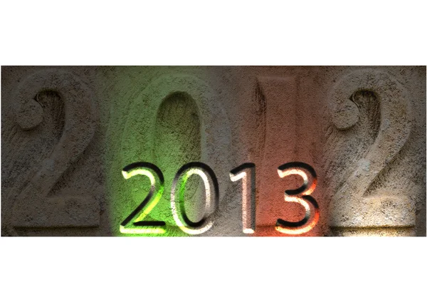 Stone carving of 2012 with a spooky 2013 in front — Stock Photo, Image