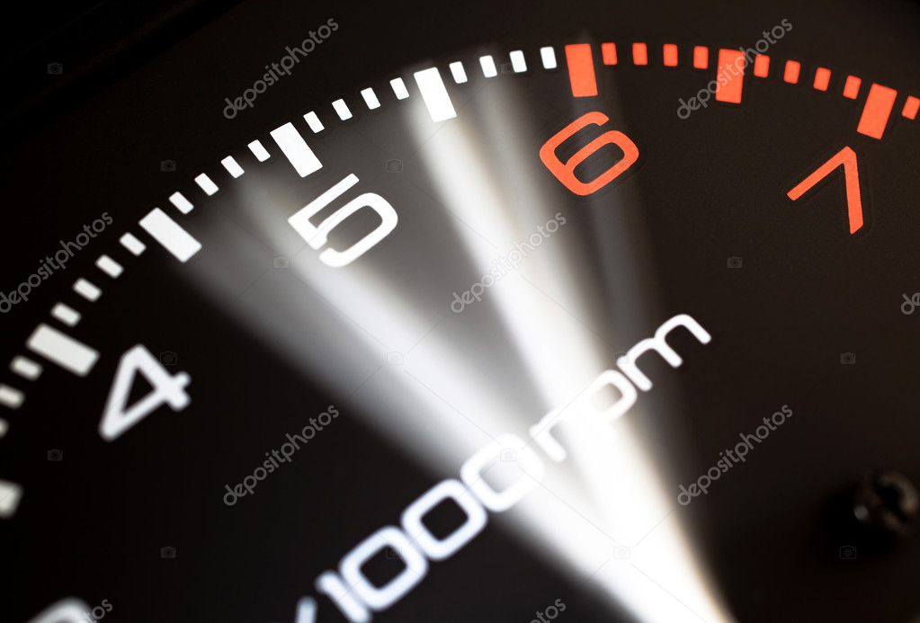 Rev counter of a car .Tachemeter close up. Stock Photo by ©lifethree3