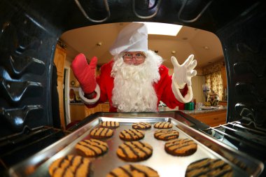 Santa in kitchen clipart