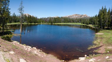 Panorama of small lake in Utah above park city clipart