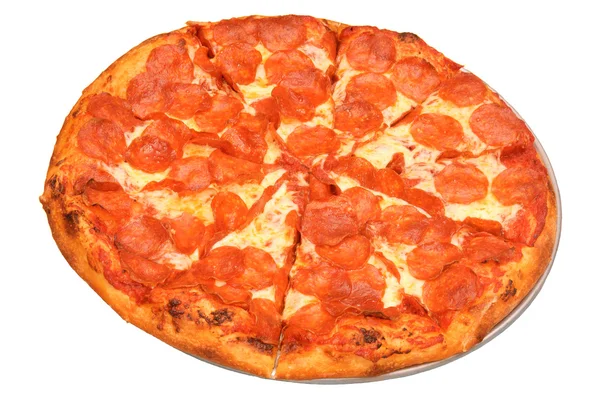 Pizza beyazda izole. — Stok fotoğraf