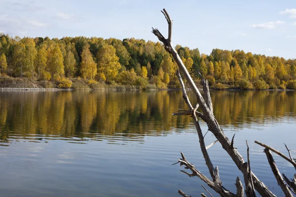 stock image Autumn shoreline with beautiful clouds