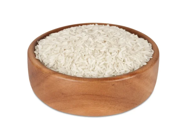 stock image Rice in wooden bowl