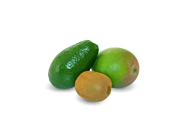 Mango, Kiwi, Avocado isoliert auf weißem Hintergrund — Stockfoto
