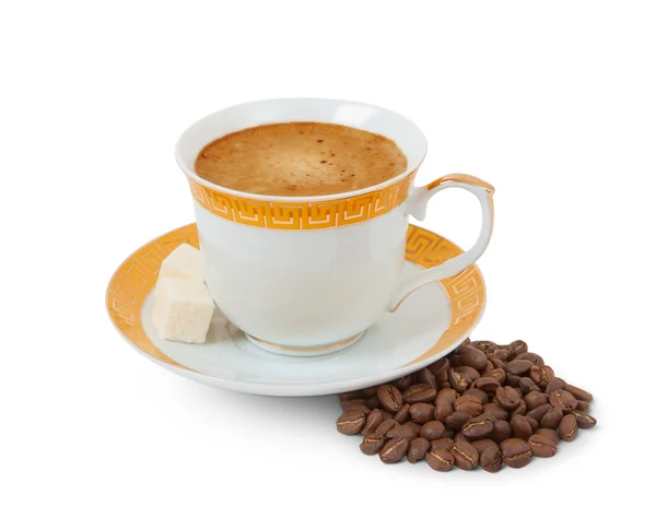 Una taza de café sobre un fondo blanco —  Fotos de Stock