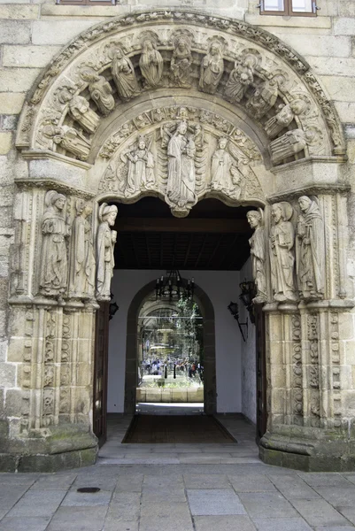 stock image Door of the San Jeronimo college of Santiago de Compostela