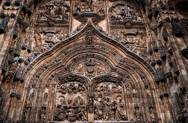 Salamanca şehrinde yeni bir katedral girişinde cephe — Stok fotoğraf