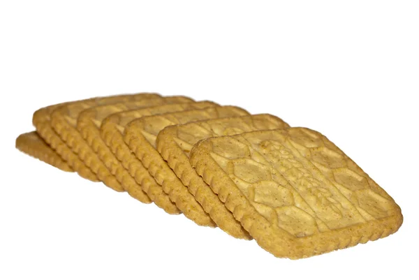Biscoitos quadrados Isolados em branco — Fotografia de Stock