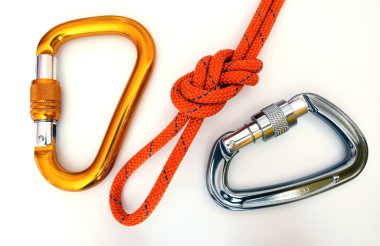 Climbing equipment - carabiners and knot clipart