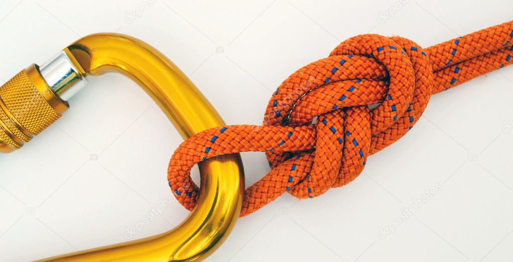 Climbing equipment - carabine and knot
