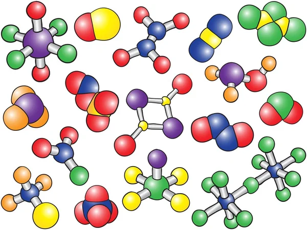 Chemie achtergrond - gekleurde molecuul modellen — Stockvector