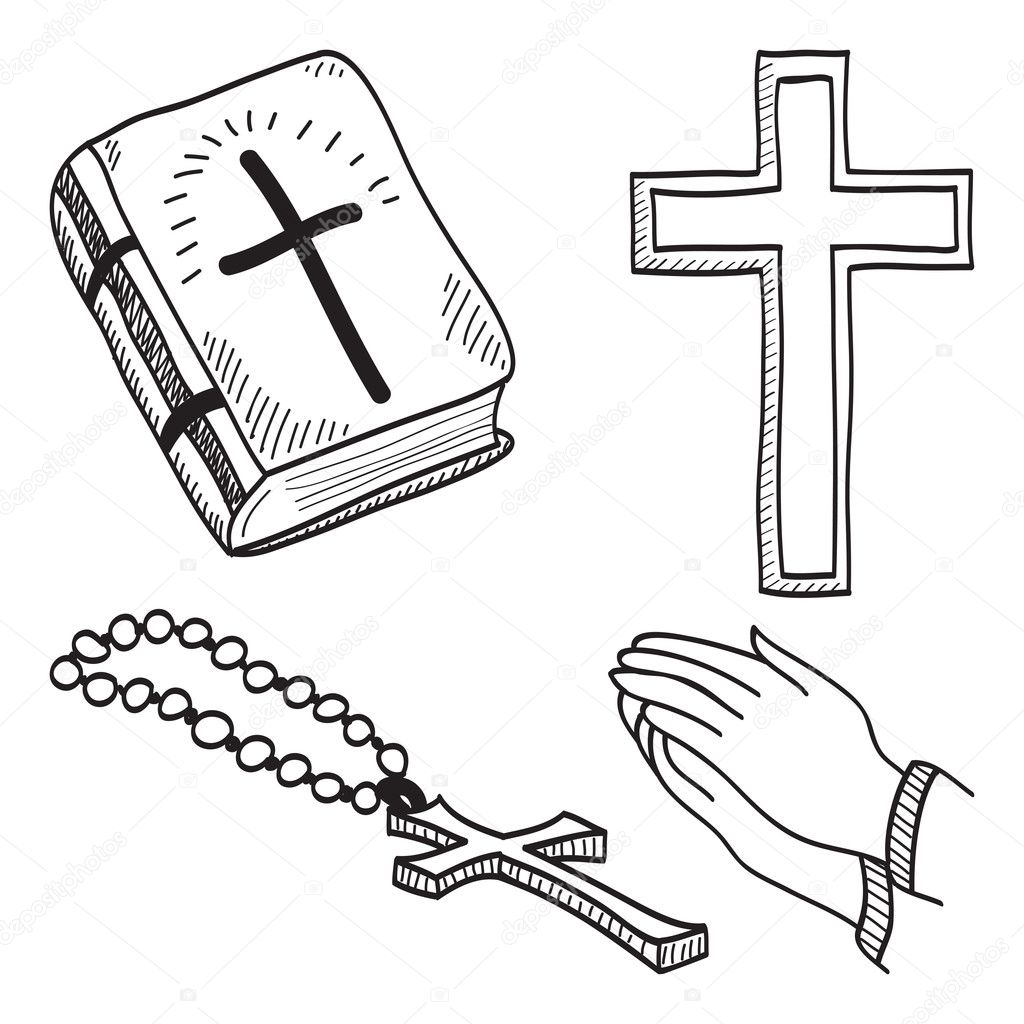 Christian hand-drawn symbols illustration