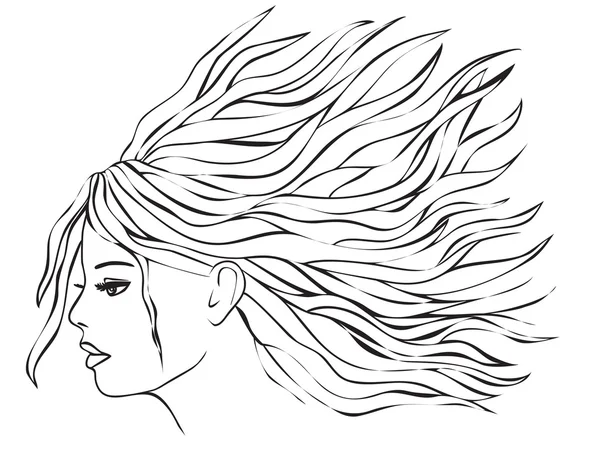 Donna con i capelli lunghi — Vettoriale Stock
