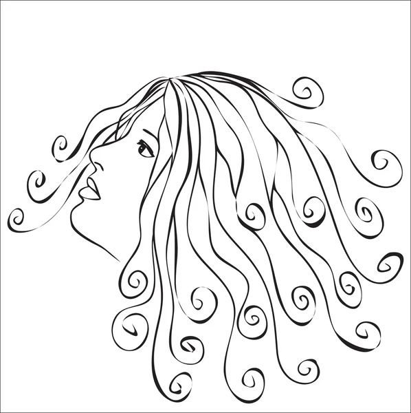 Kobieta z wiry włos - streszczenie ilustracja — Wektor stockowy