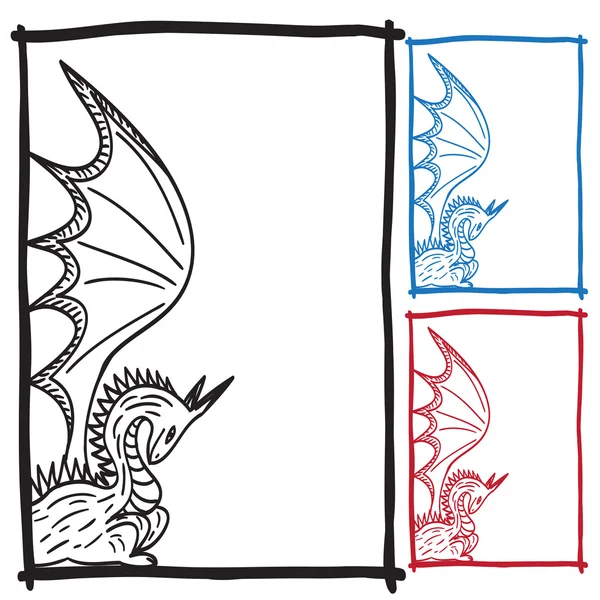 Dragon sketch frame picture — Stock Vector