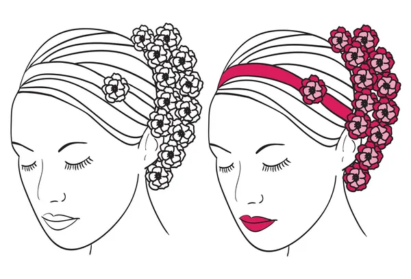 髪に花を持つ女性 — ストックベクタ